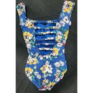 NEW Janela Bay One‎ Piece Suit Womens Swim Size XS Blue Floral